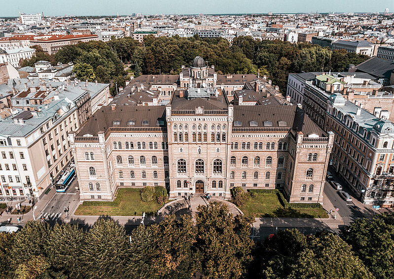 Historic building from a birds view on a sunny day